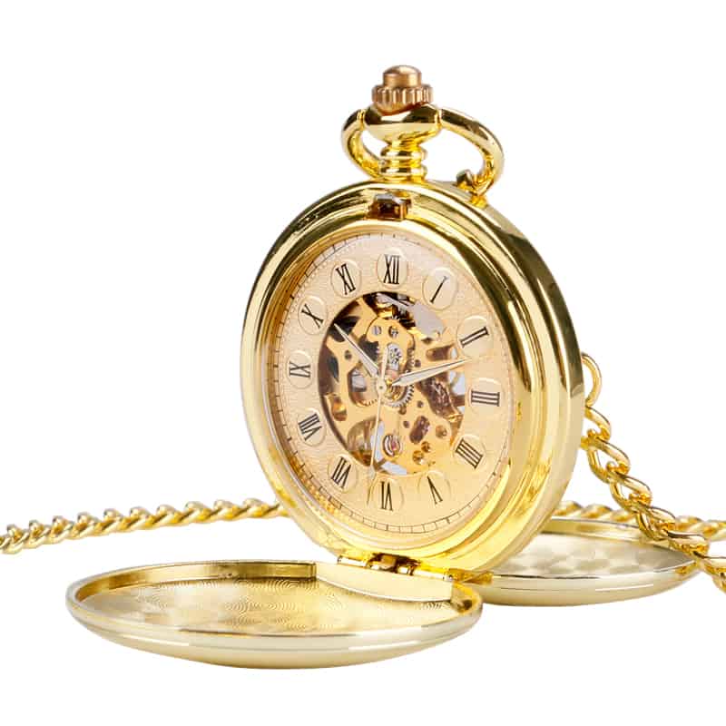 Reloj de Bolsillo Mecanico Clasico Dorado Reloj de Bolsillo