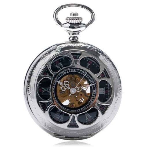 Reloj de Bolsillo Mecánico Flor de Bronce