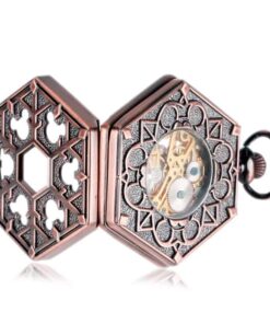 Reloj de Bolsillo Mecánico Hexagonal de Cobre