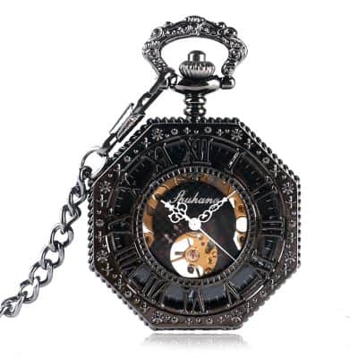 Reloj de Bolsillo Mecánico Hexágono Negro