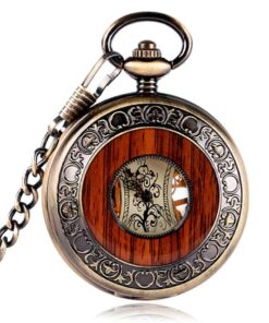 Reloj de Bolsillo Mecánico Madera de Lujo