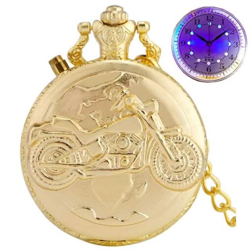 Reloj de Bolsillo Motocicleta LED oro