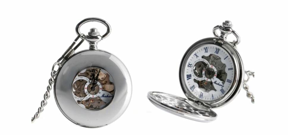 legendario reloj de bolsillo mecanico de plata