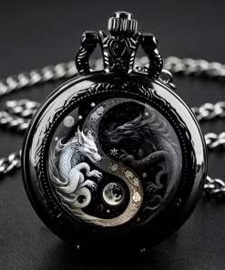 Detalle de los dragones blanco y oscuro, las lunas y las estrellas en la tapa