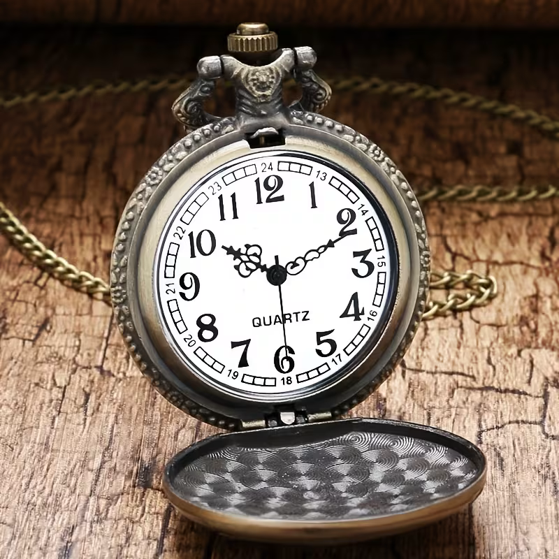 Esfera blanca del reloj abierto con números arábigos y agujas negras