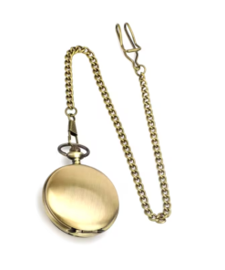 Reloj de doble tapa cerrado con cadena en tono bronce