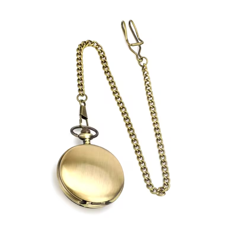Reloj de doble tapa cerrado con cadena en tono bronce