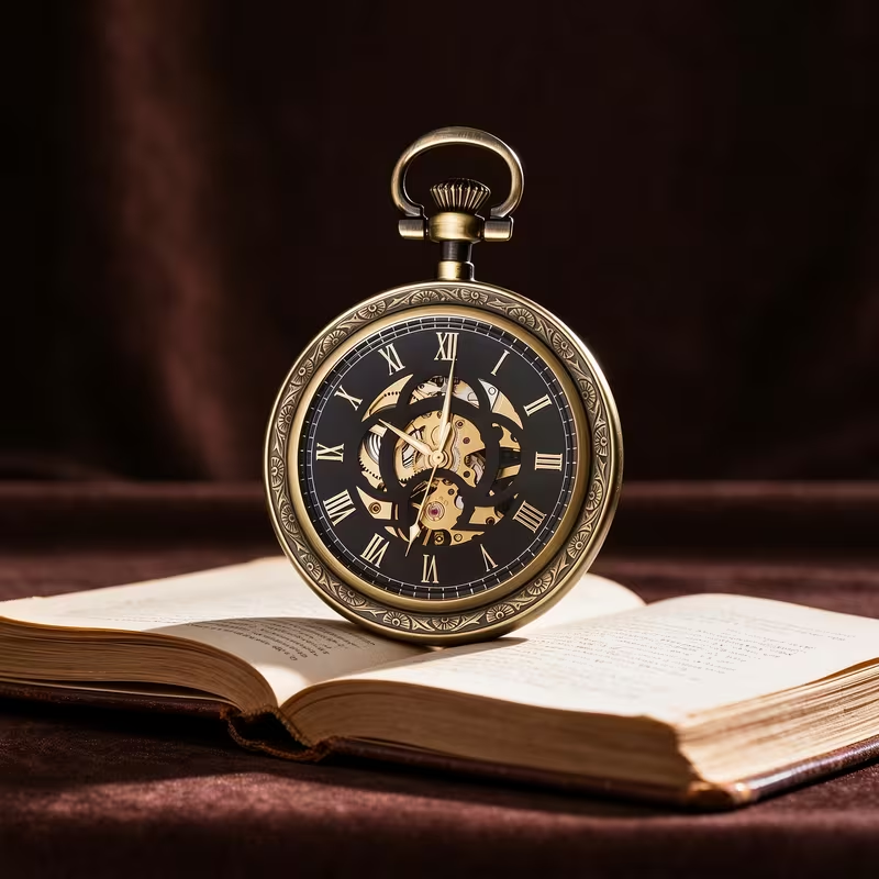 Reloj mecánico de espiral negra sobre un libro
